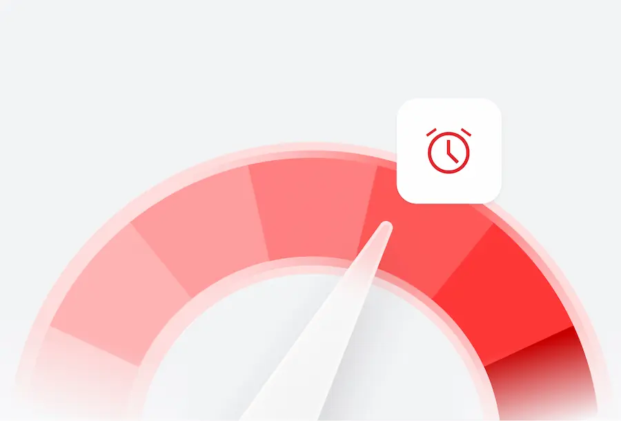 Ilustração de medidor de tempo indicando urgência